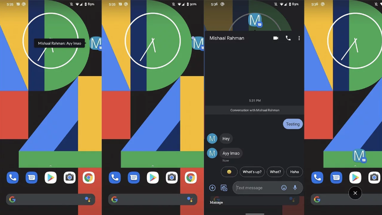 Google S Messages App Testing Floating Conversation Bubbles In Android 10 Mobile Marketing Reads - how to add chat bubbles in roblox 2019