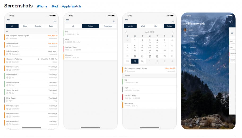 best iphone homework planner apps