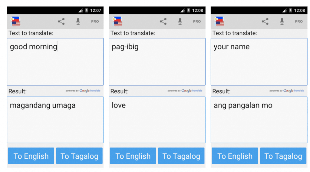 Tagalog english translate FREE English